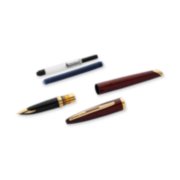 A Carene fountain pen with gold trim disassembled into five pieces: nib, barrel, pen cap, ink cartridge and convertor. image number 5