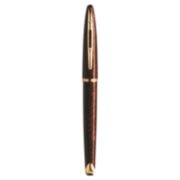 A capped Carene fountain pen with gold trim stood upright. image number 1