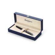 A capped Hemisphere pen with chrome trim in a gift box. image number 2
