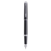 A Hemisphere fountain pen with chrome trim stood upright with nib pointing down. image number 0