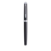 A capped Hemisphere rollerball pen with chrome trim stood upright. image number 1