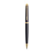 A Hemisphere ballpoint pen with gold trim stood upright with pen tip pointing down. image number 0