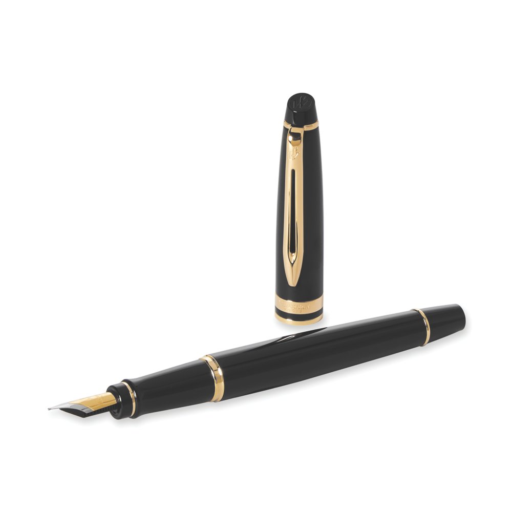 Waterman Perspective Ballpoint Pen Medium Black Lacquer with Gold Trim UK NEW 