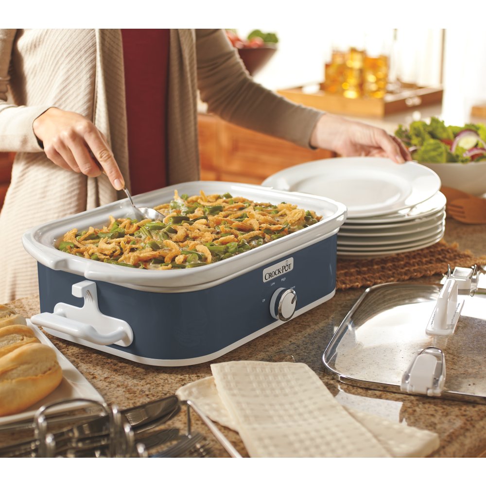 Crock-Pot® Manual 2.5-Quart Casserole Crock® Slow Cooker, White & Blue