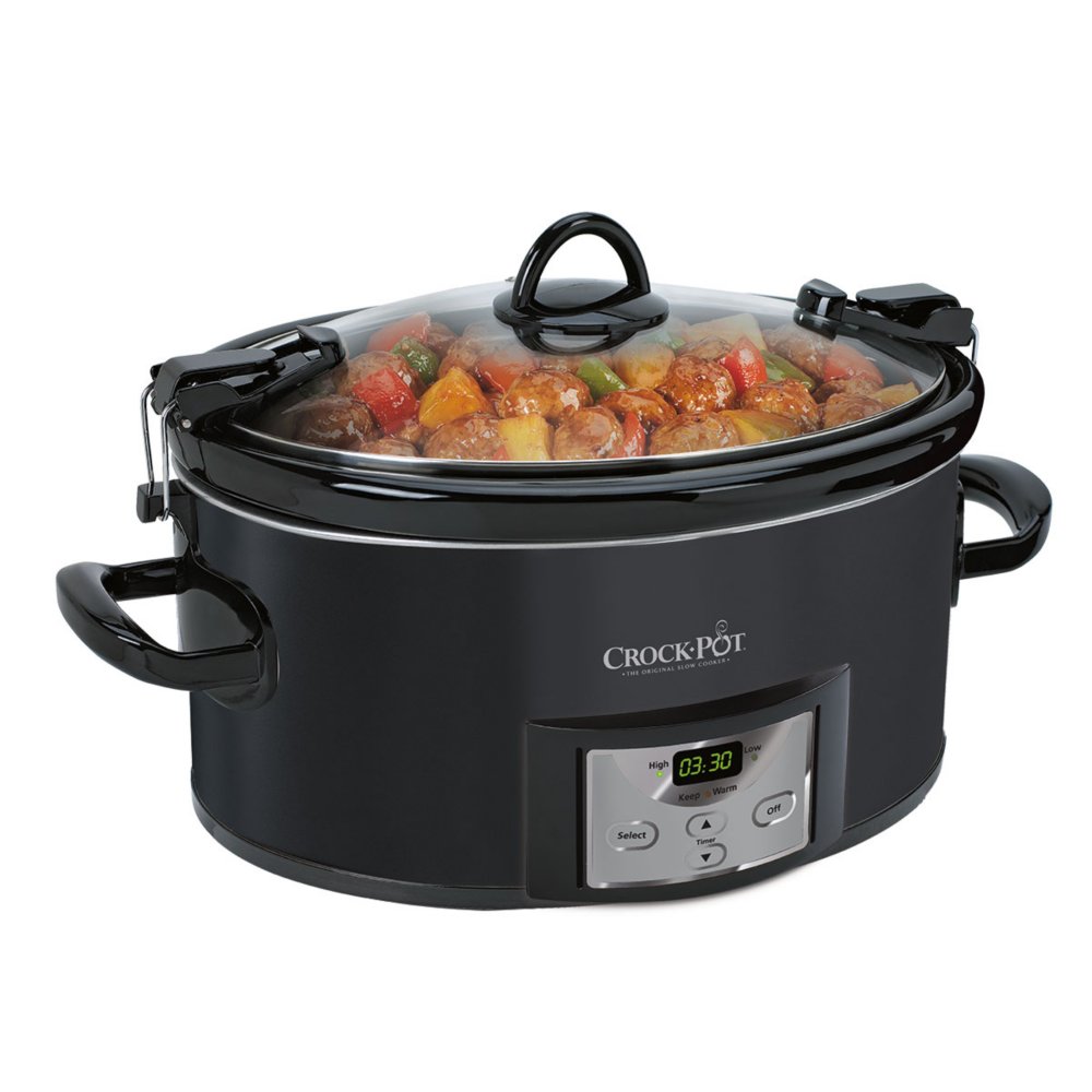 Crockpot 7 0 Quart Cook Carry Slow Cooker Programmable Black Crock Pot