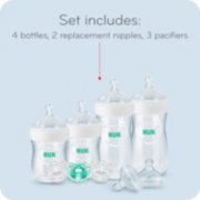 set included 4 bottle 2 replacement nipples and 3 pacifiers image number 1