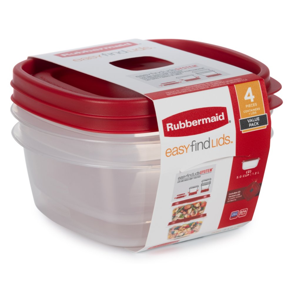 Rubbermaid 5 Cup Food Storage Container with Red Easy Find Lid #FG7H77-1