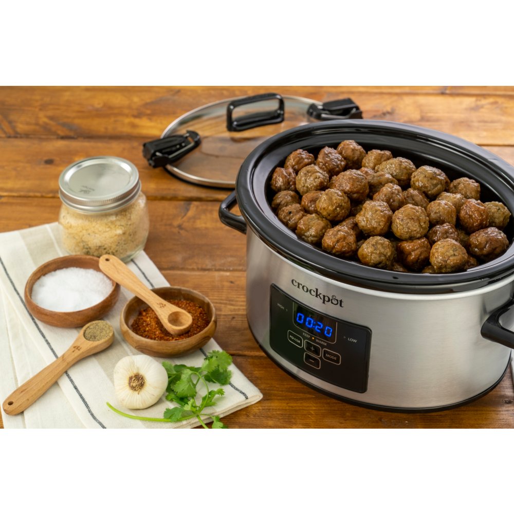 Crock-Pot 4 Quart Travel Proof Cook and Carry Programmable Slow Cooker -  Silver