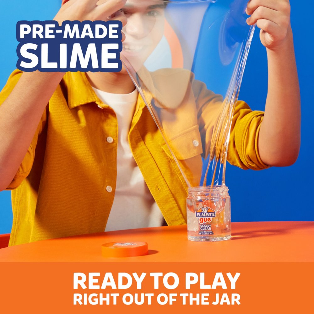 Elmer's Gue Premade Includes 5 Sets of Slime Add-Ins, 3 lb. Bucket, Glassy Clear