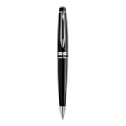 An Expert ballpoint pen with chrome trim stood upright with pen tip pointing down. image number 0