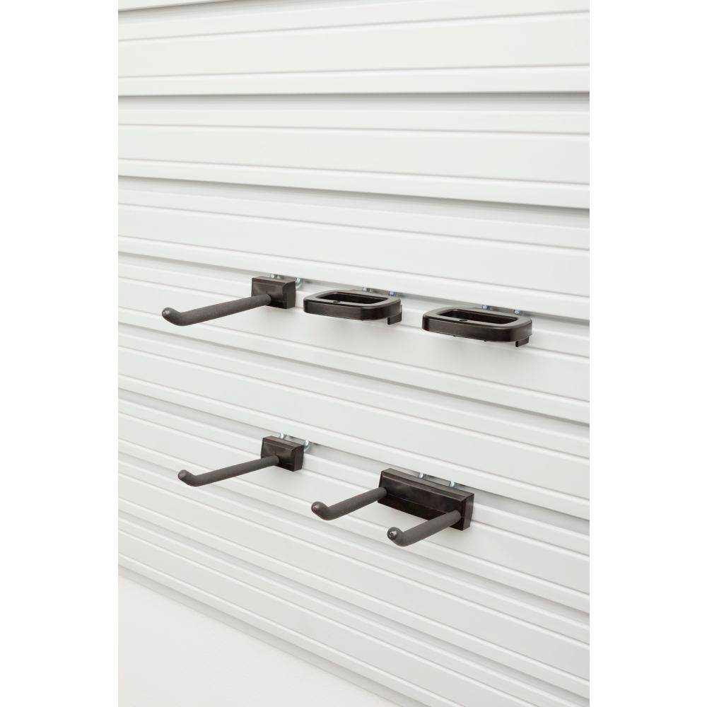 Rubbermaid 1784459 Fast Track Wall Mounted Garage Storage Utility Multi  Purpose Hook for Tools, Sports Equipment, and Gardening Supplies, Satin  Nickel