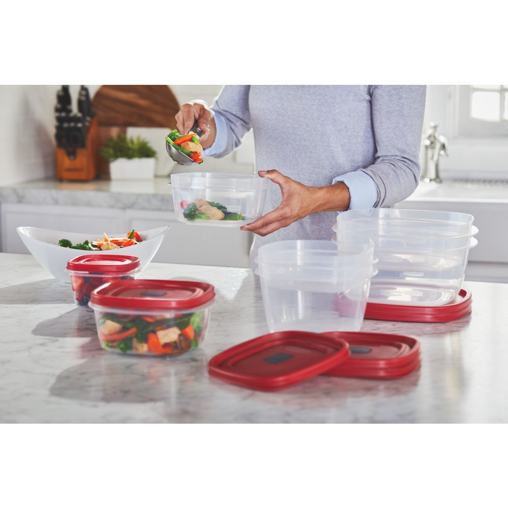  Rubbermaid Easy Find Lid Square 5-Cup Food Storage Container  (Pack of 3), Red (Vented): Home & Kitchen