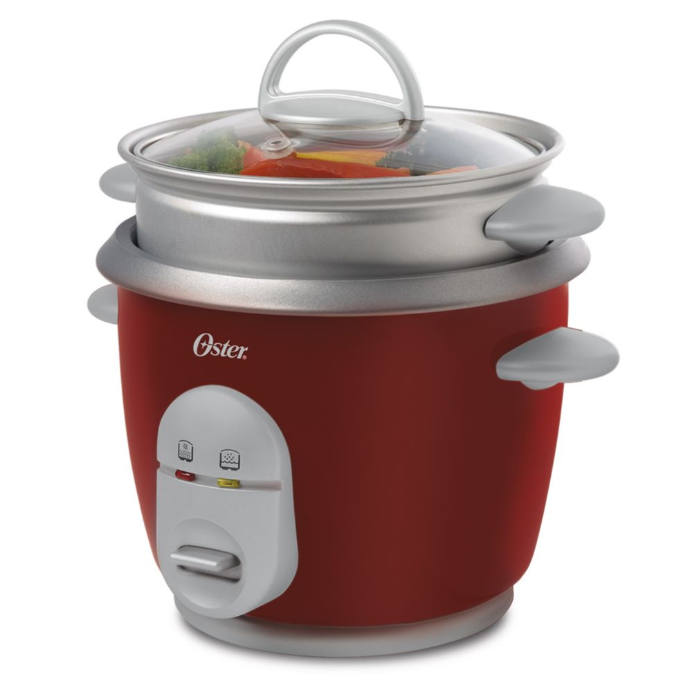 Oster 6-Cup Rice Cooker with Steamer, Red (004722-000-000)