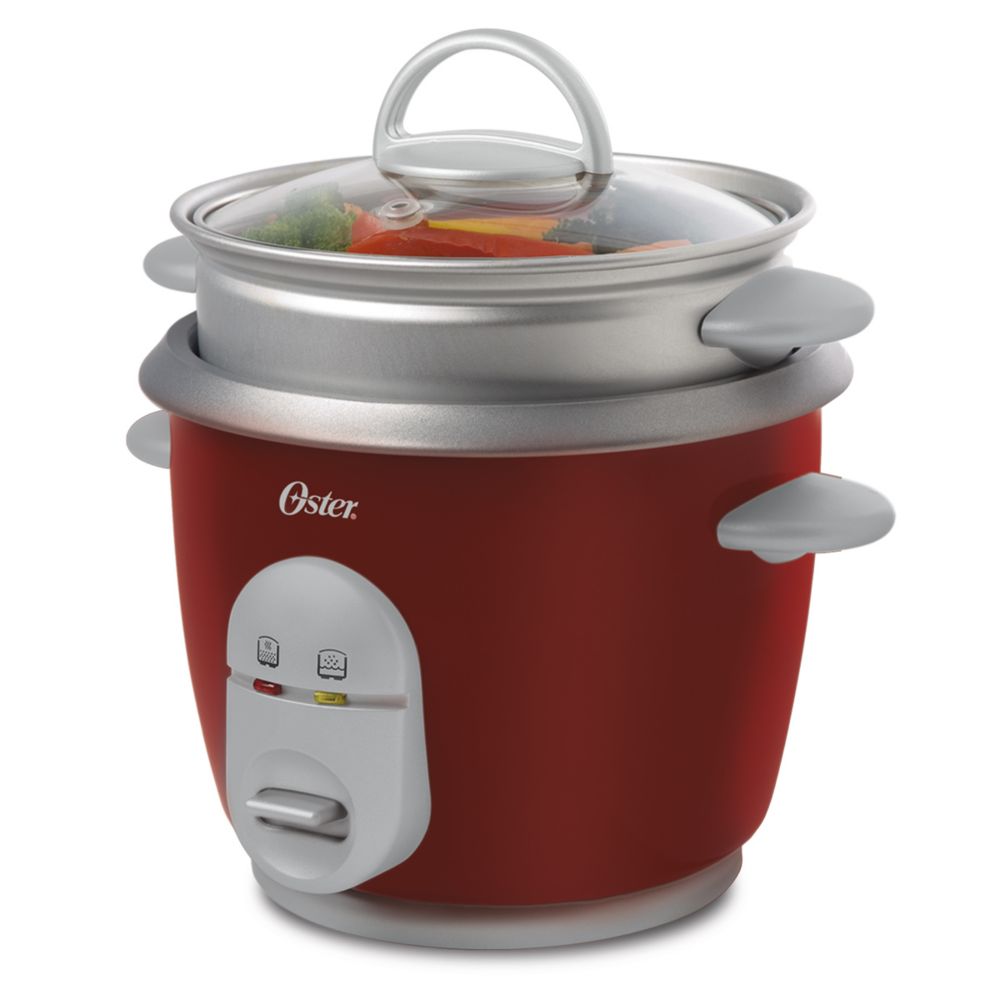  Oster 6-Cup Rice Cooker with Steamer, Red (004722-000