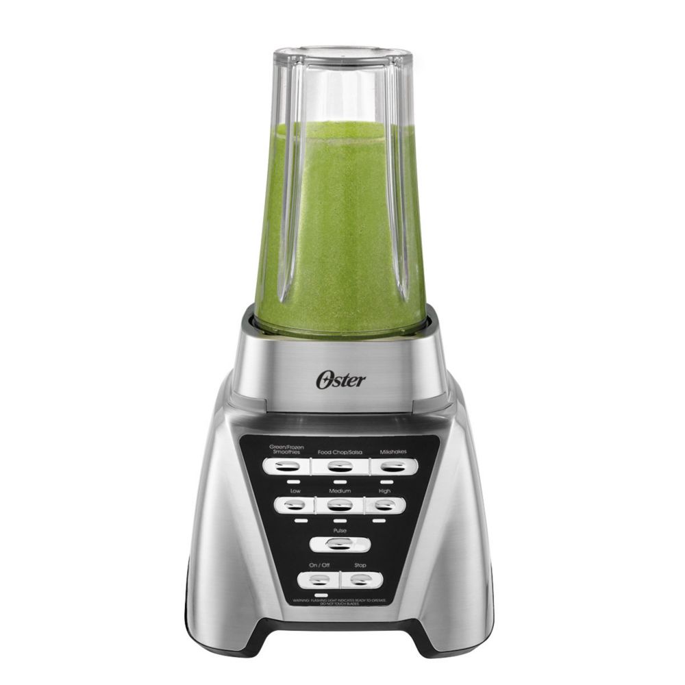 Oster® Pro 1200 Blender with 3 Pre-Programmed Settings, Blend-N-Go™ Cup and  5-Cup Food Processor, Brushed Nickel