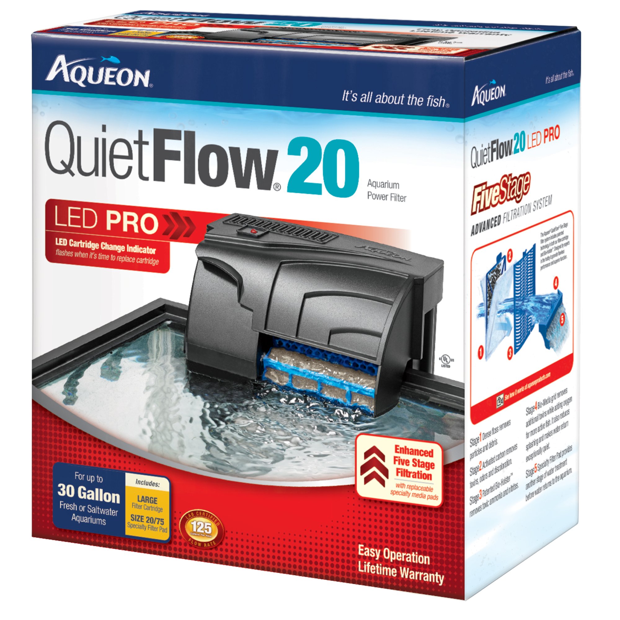 Aqueon QuietFlow 20 Aquarium Power Filter Petco