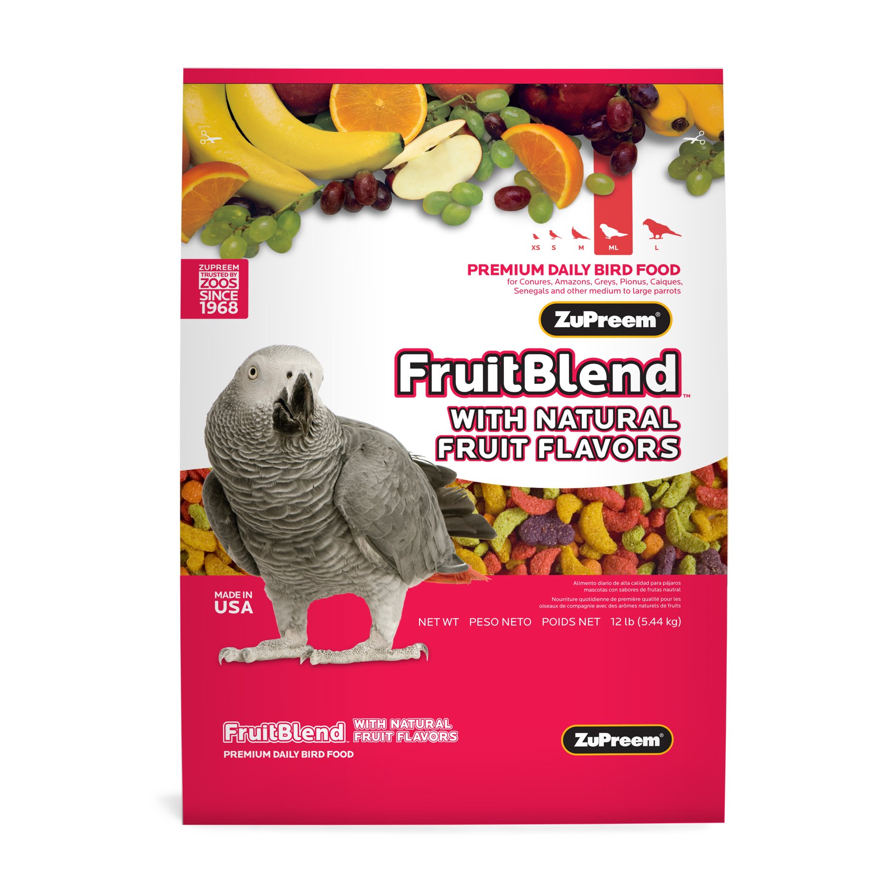 ZuPreem AvianMaintenance FruitBlend Premium Bird Diet for Medium