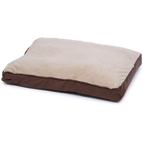 Brown and Tan Memory Foam Rectangular Pillow Dog Bed