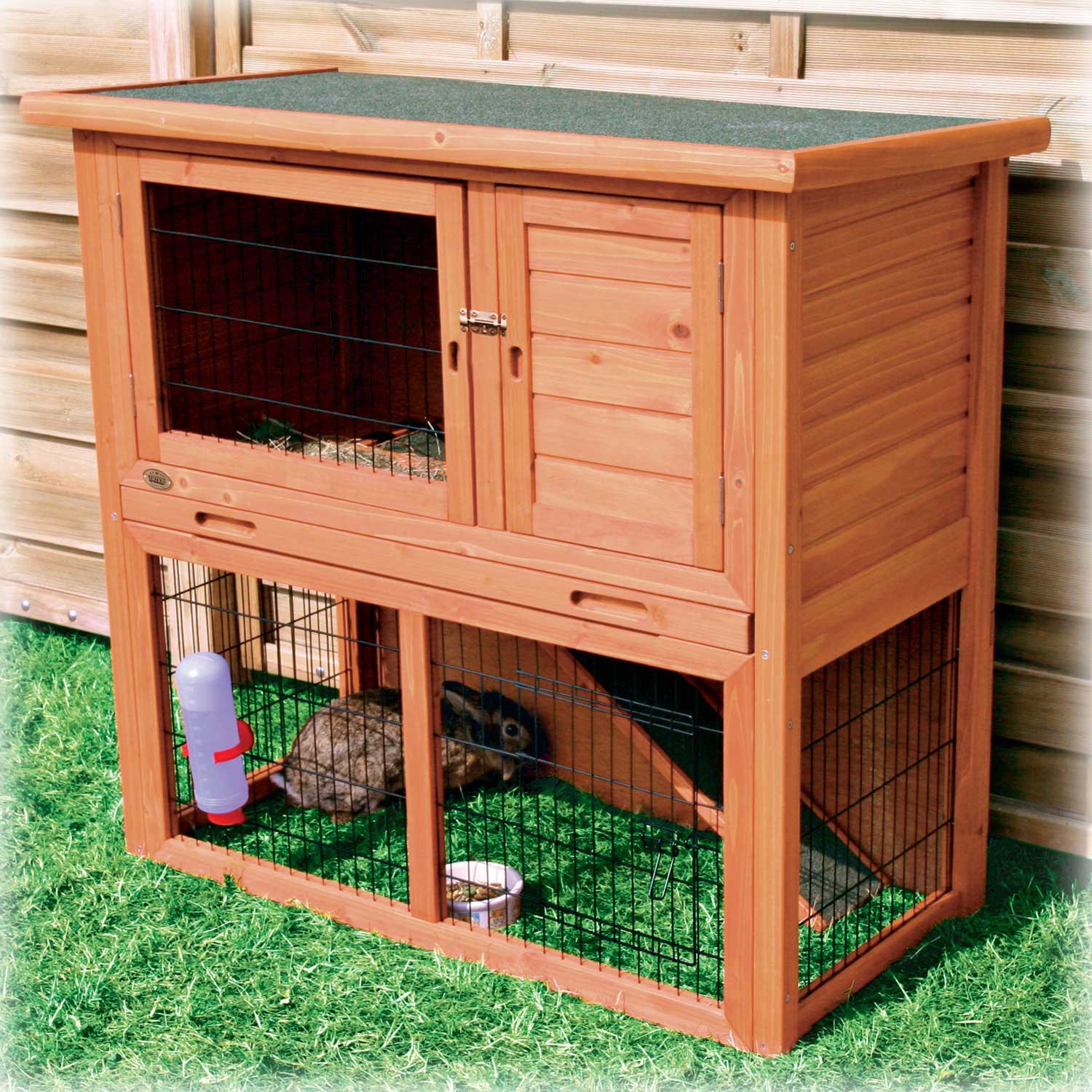 trixie natura animal hutch with enclosure in brown petco