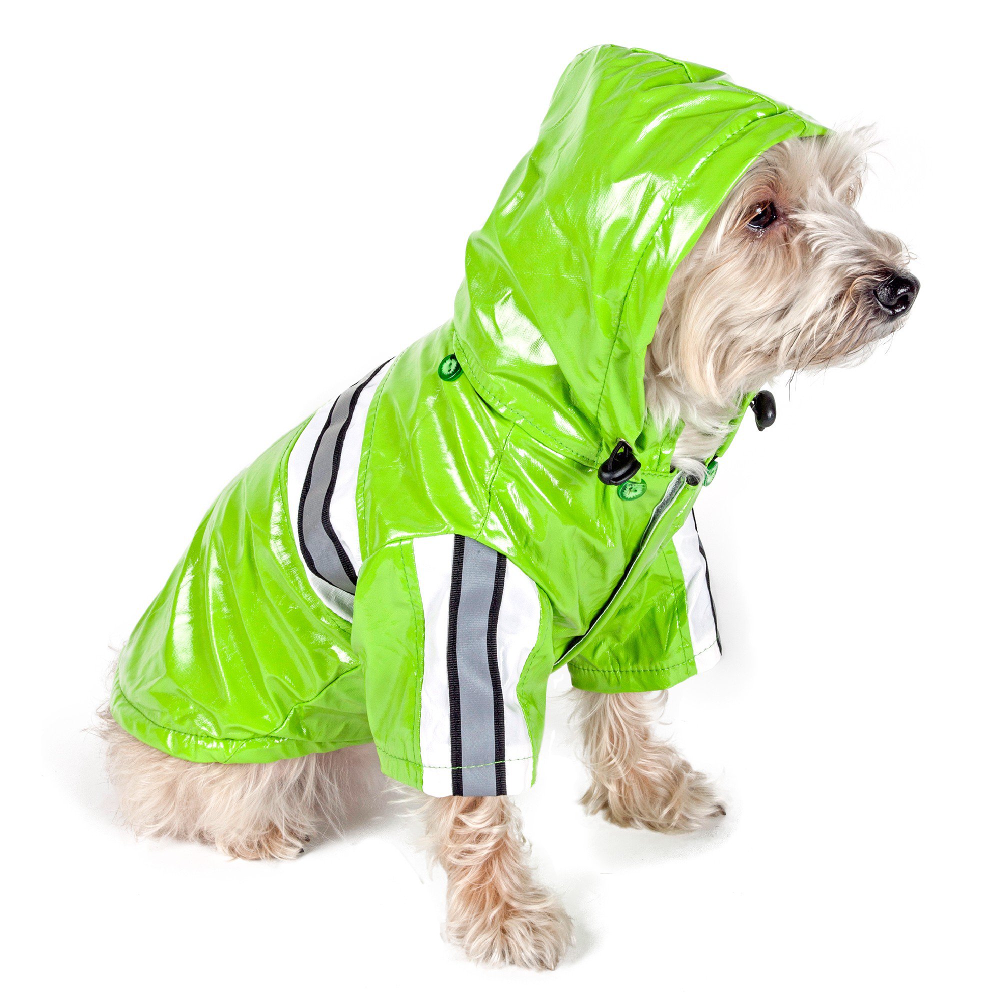 Pet Life Lime Green ReflectaGlow PVC Raincoat for Dogs Petco