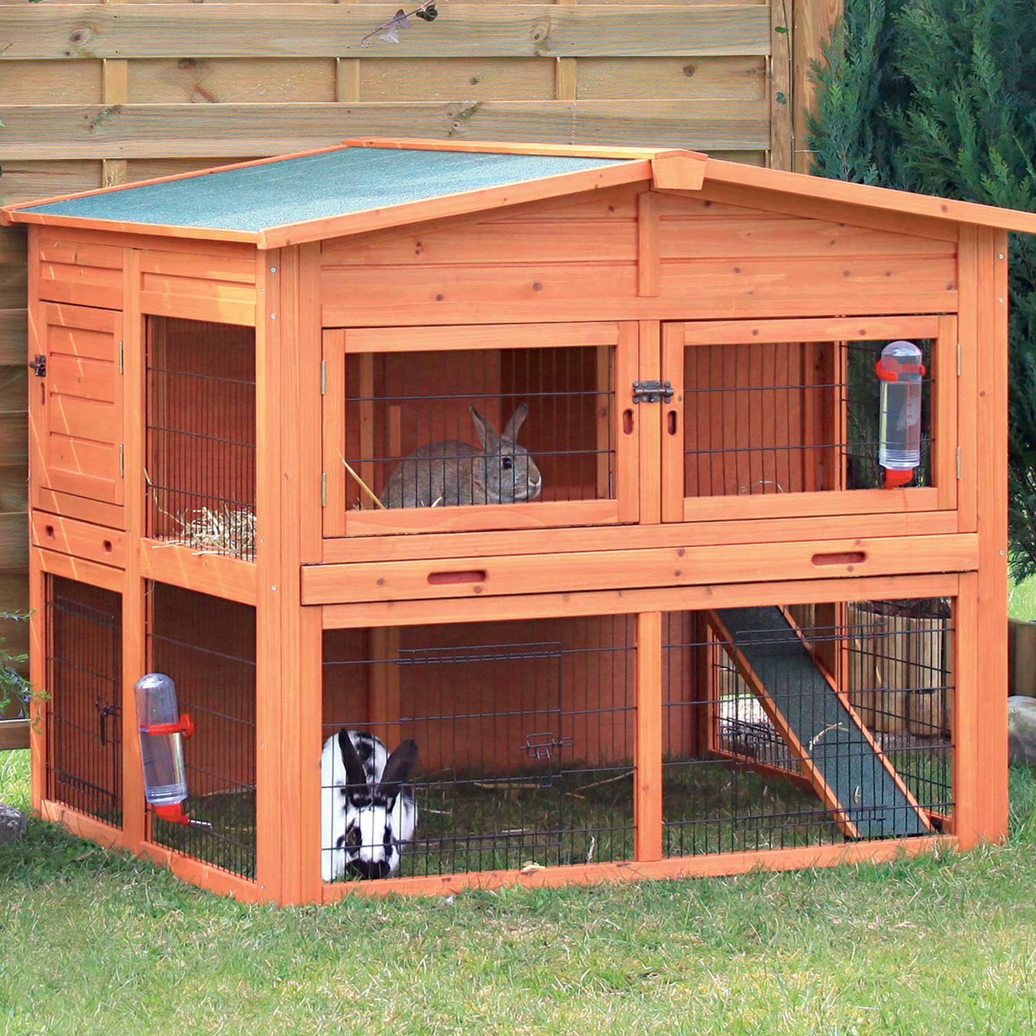 Trixie Natura Xl Two Story Rabbit Hutch With Outdoor Run 53 L X 45 W X 44 H
