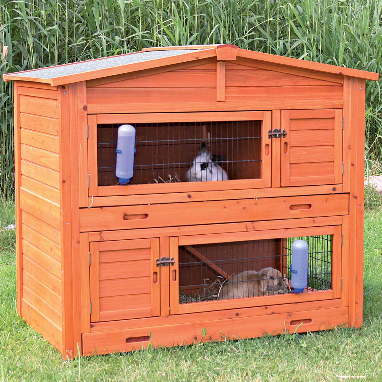 Trixie Natura Two Story Peaked Roof Rabbit Hutch Petco