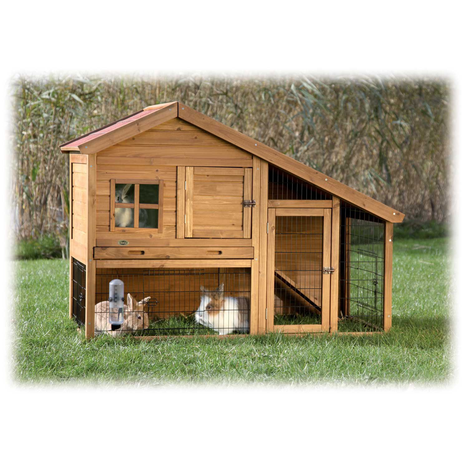 Trixie Natura Two Story Sloped Roof Rabbit Hutch With Run Petco