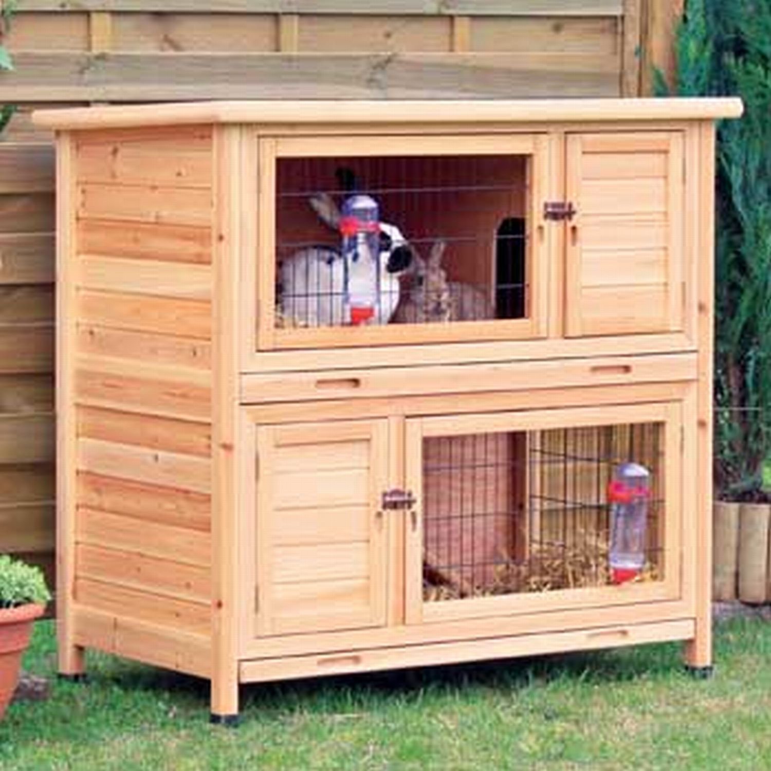 Trixie Natura Two Story Animal Hutch in Brown | Petco