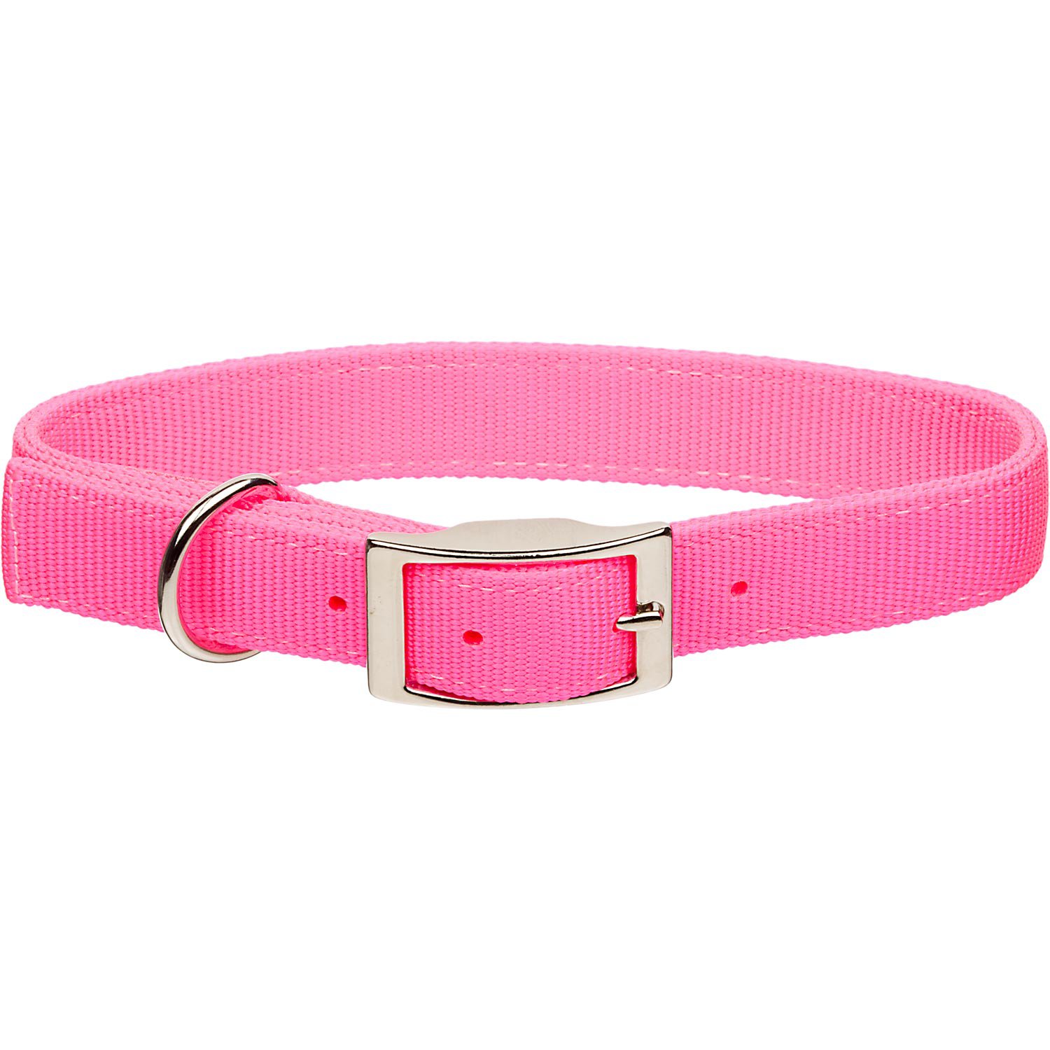 Coastal Pet Metal Buckle Double Ply Nylon Personalized Dog Collar in Neon Pink Petco