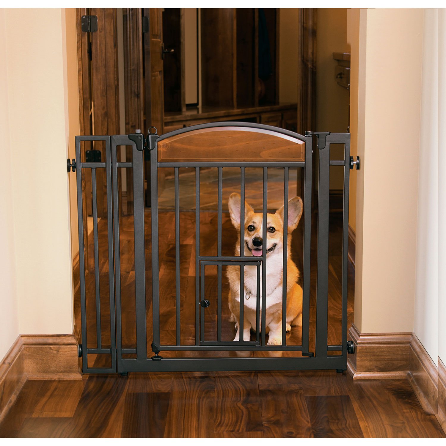 Carlson Pet Products Design Studio Metal Walk Thru Pet Gate