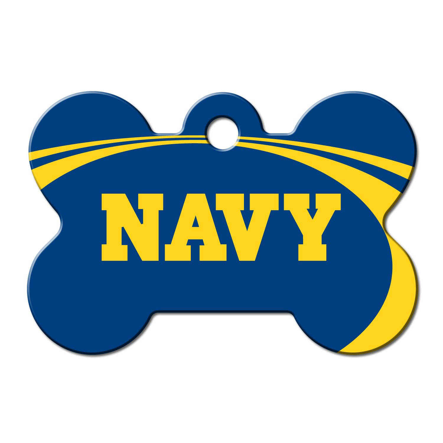 QuickTag Navy NCAA Bone Personalized Engraved Pet ID Tag, Large Petco