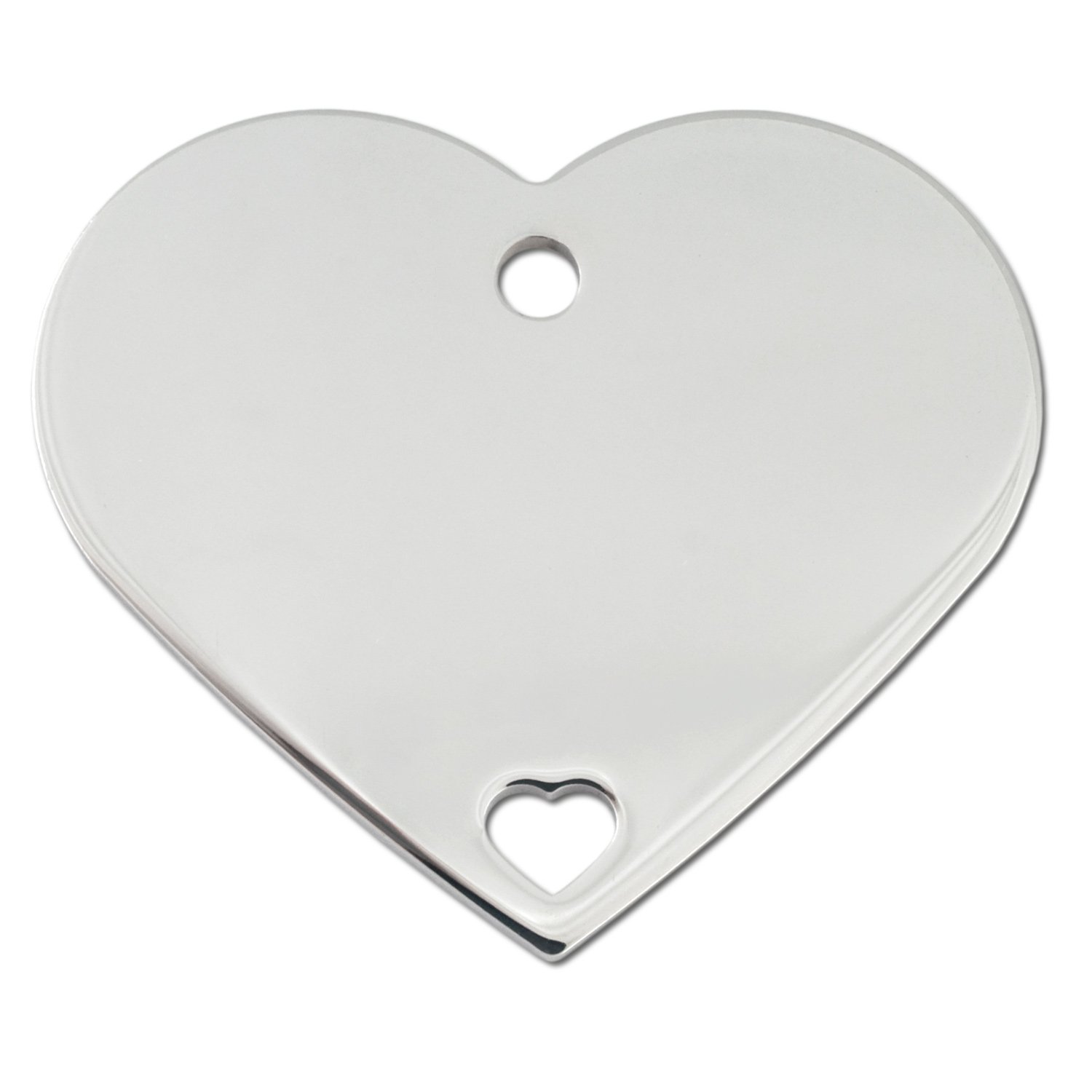 Quick-Tag Large Pierced Chrome Heart Personalized Engraved Pet ID Tag ...