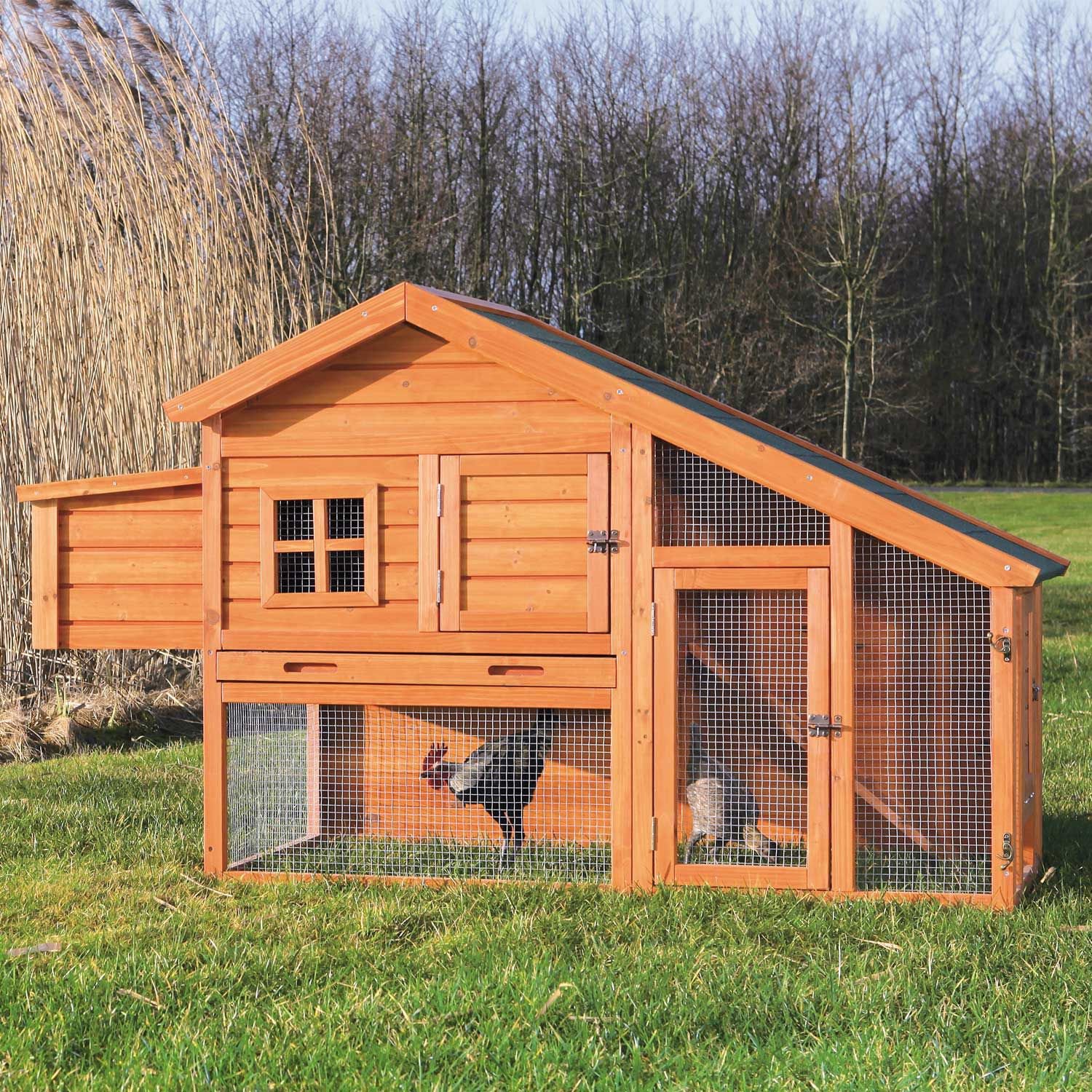 Trixie Natura Peak Roof Chicken Coop with Outdoor Run Petco