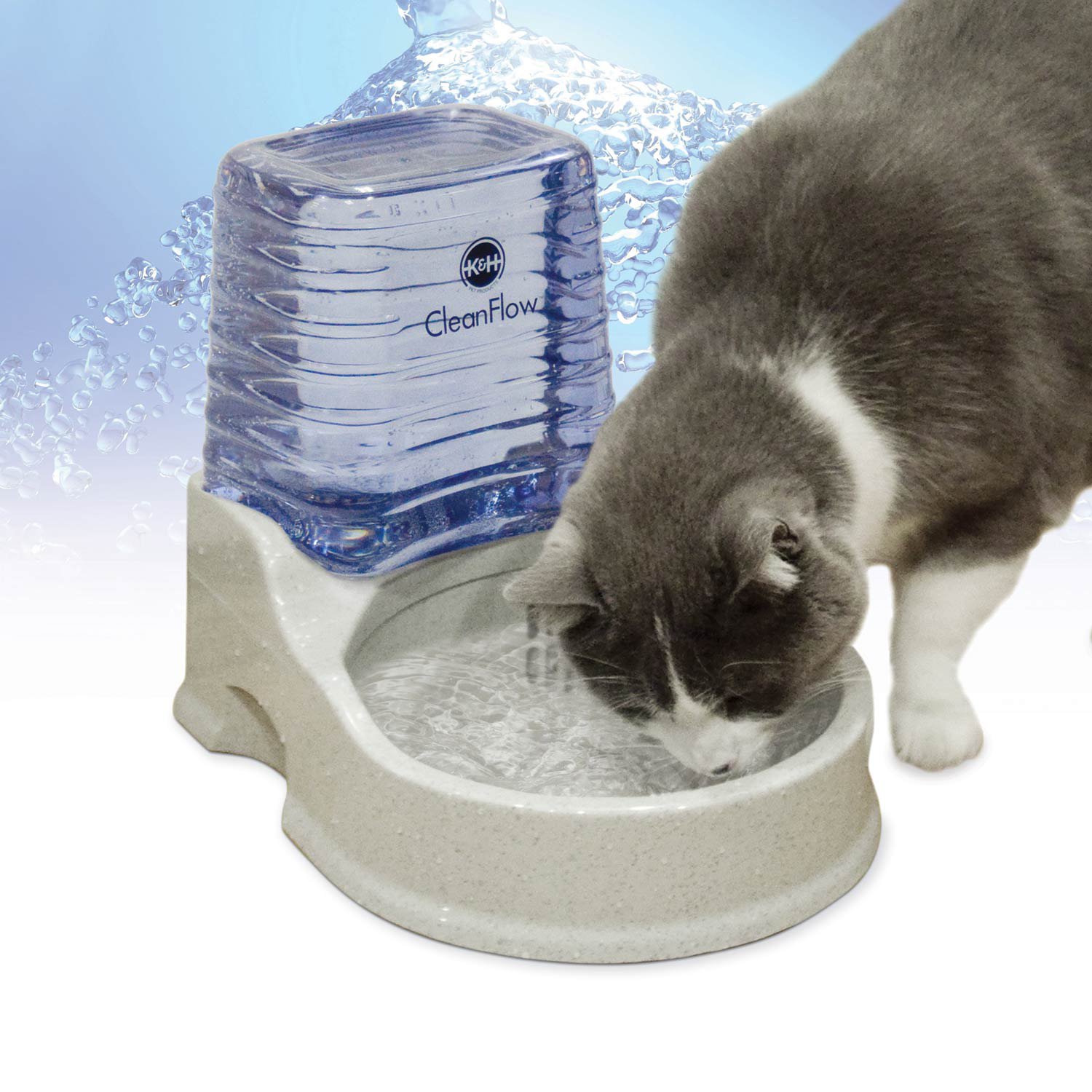 K&H Cat Clean Flow Filter Water Bowl with Reservoir for Cats Petco