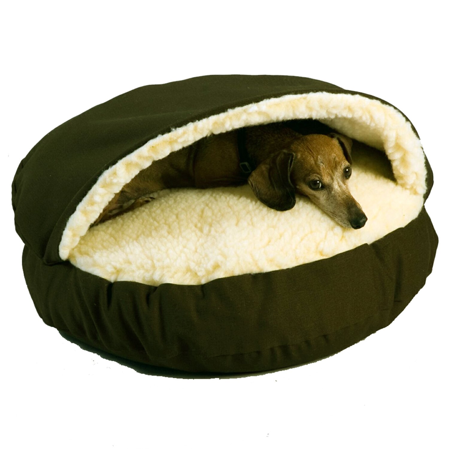 Snoozer Orthopedic Cozy Cave Pet Bed in Olive & Cream | Petco