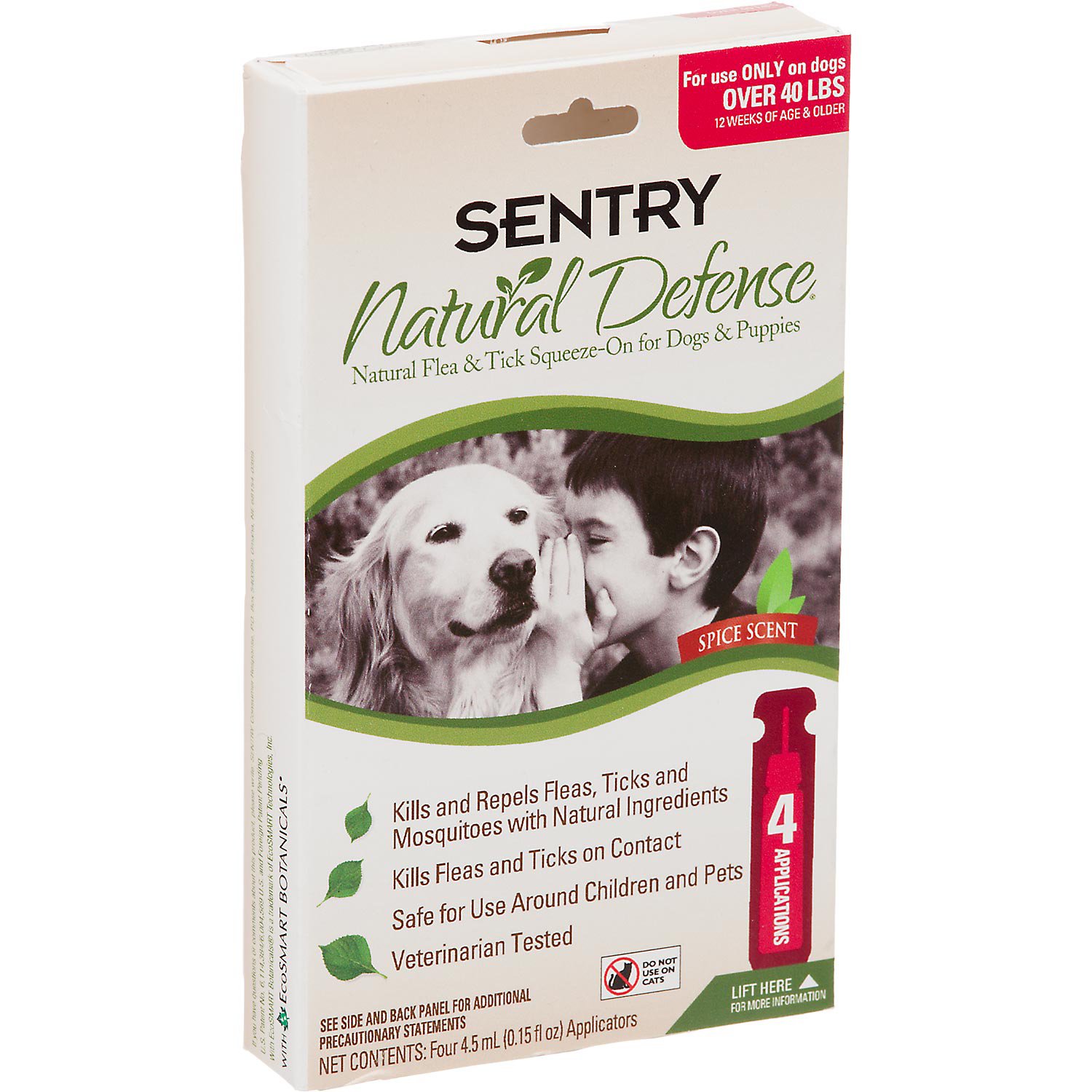 Sentry Natural Defense Flea & Tick SqueezeOn For Dogs & Puppies, For