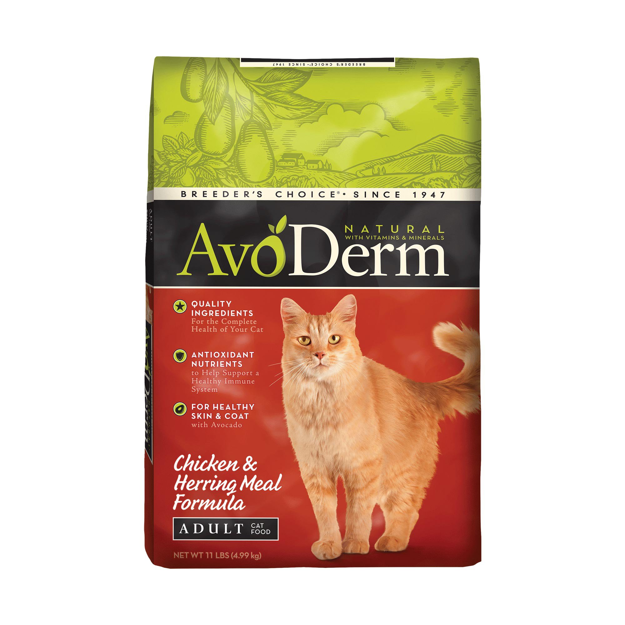 Avoderm Natural Chicken & Herring Meal Formula Dry Cat Food, 11-Pound 