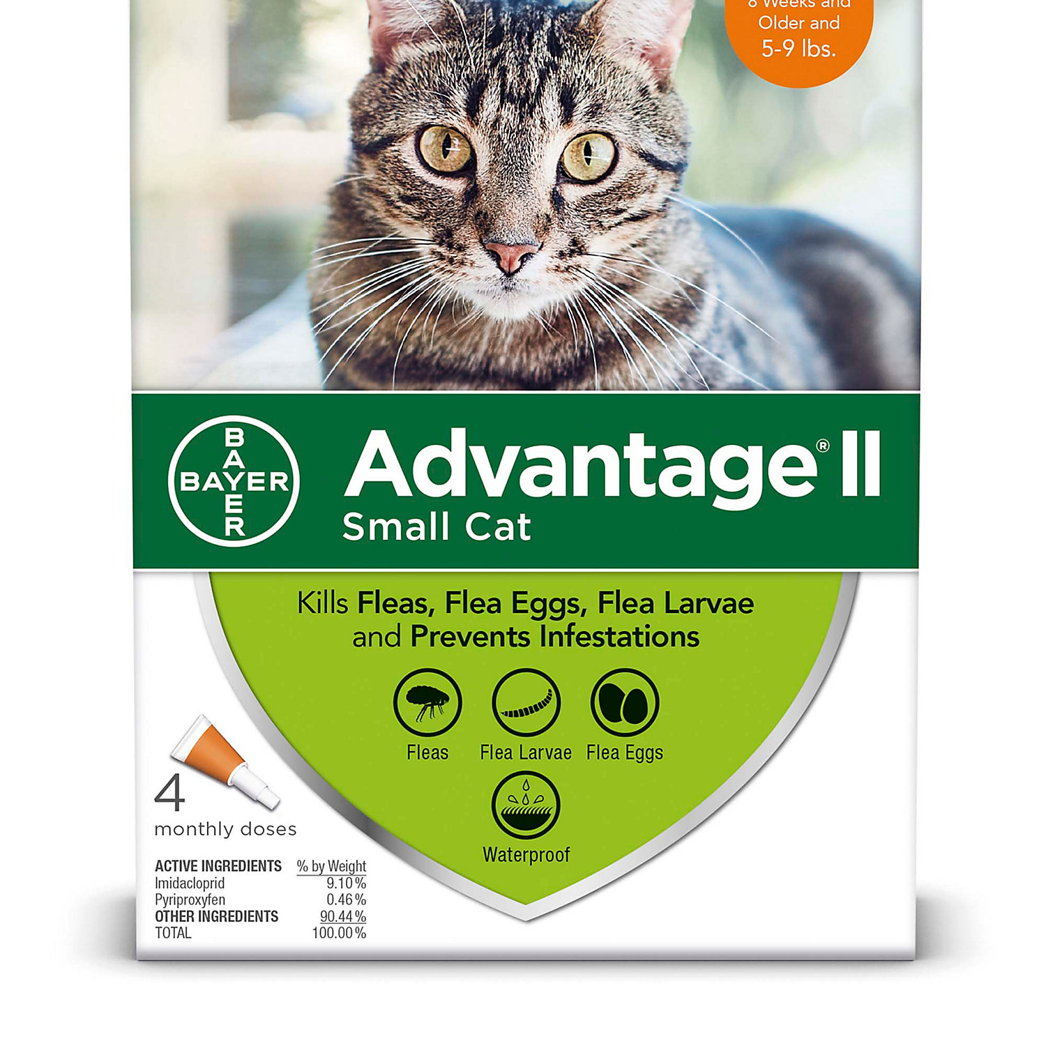 Advantage Ii Once A Month Topical Small Cat Flea Treatment 4 Mo. 5 To 9 Lbs. Advantage Ii Once A Month Topical Small Cat Flea Treatment 4 Mo. 5 To 9 Lbs.