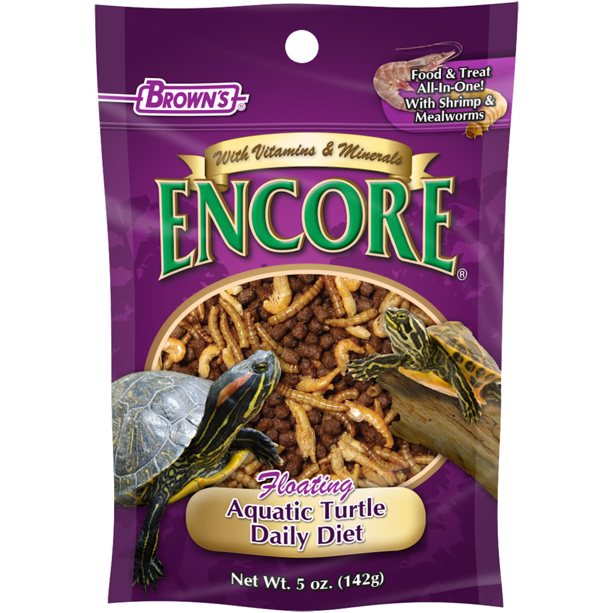 Brown's Encore Shrimp & Mealworm Floating Aquatic Turtle Food Petco