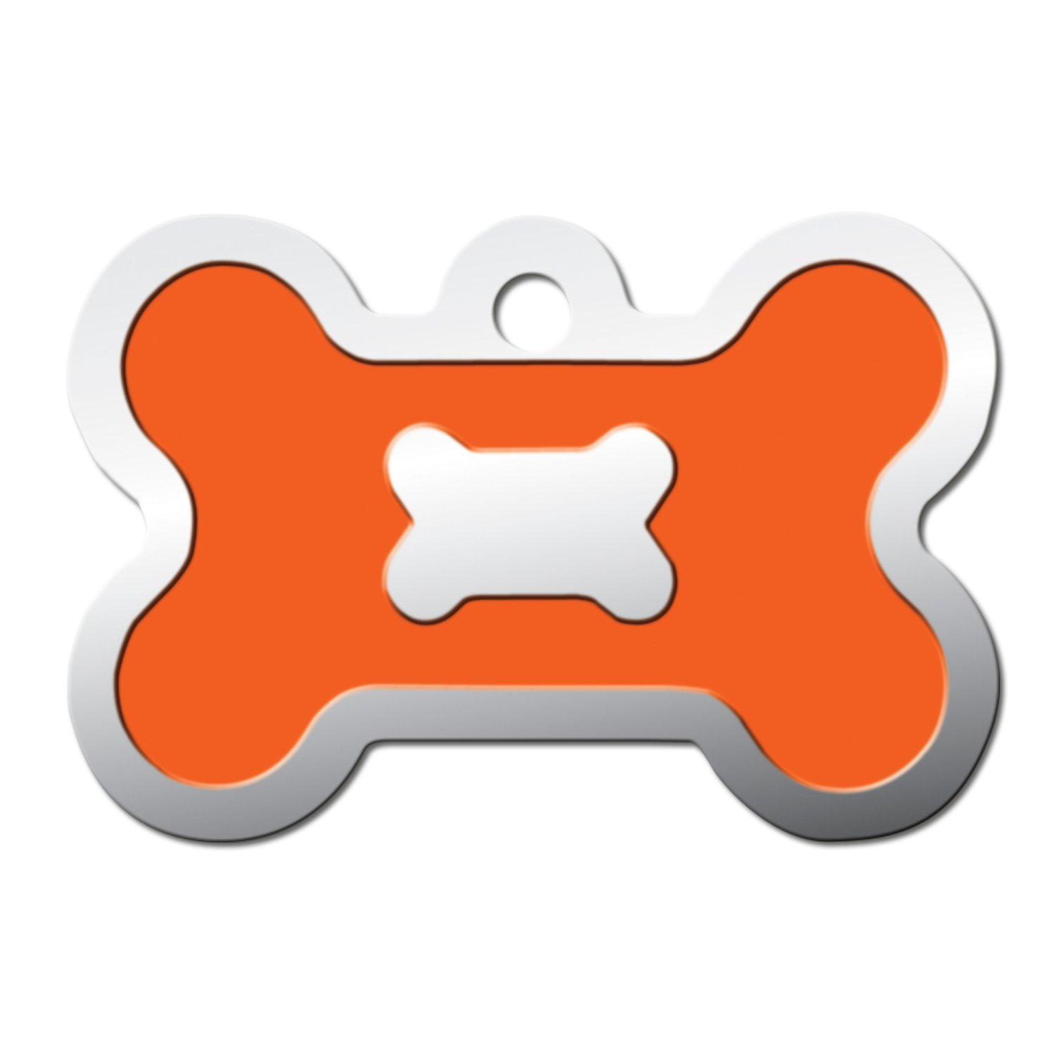 QuickTag Neon Orange Epoxy Bone Personalized Engraved Pet ID Tag