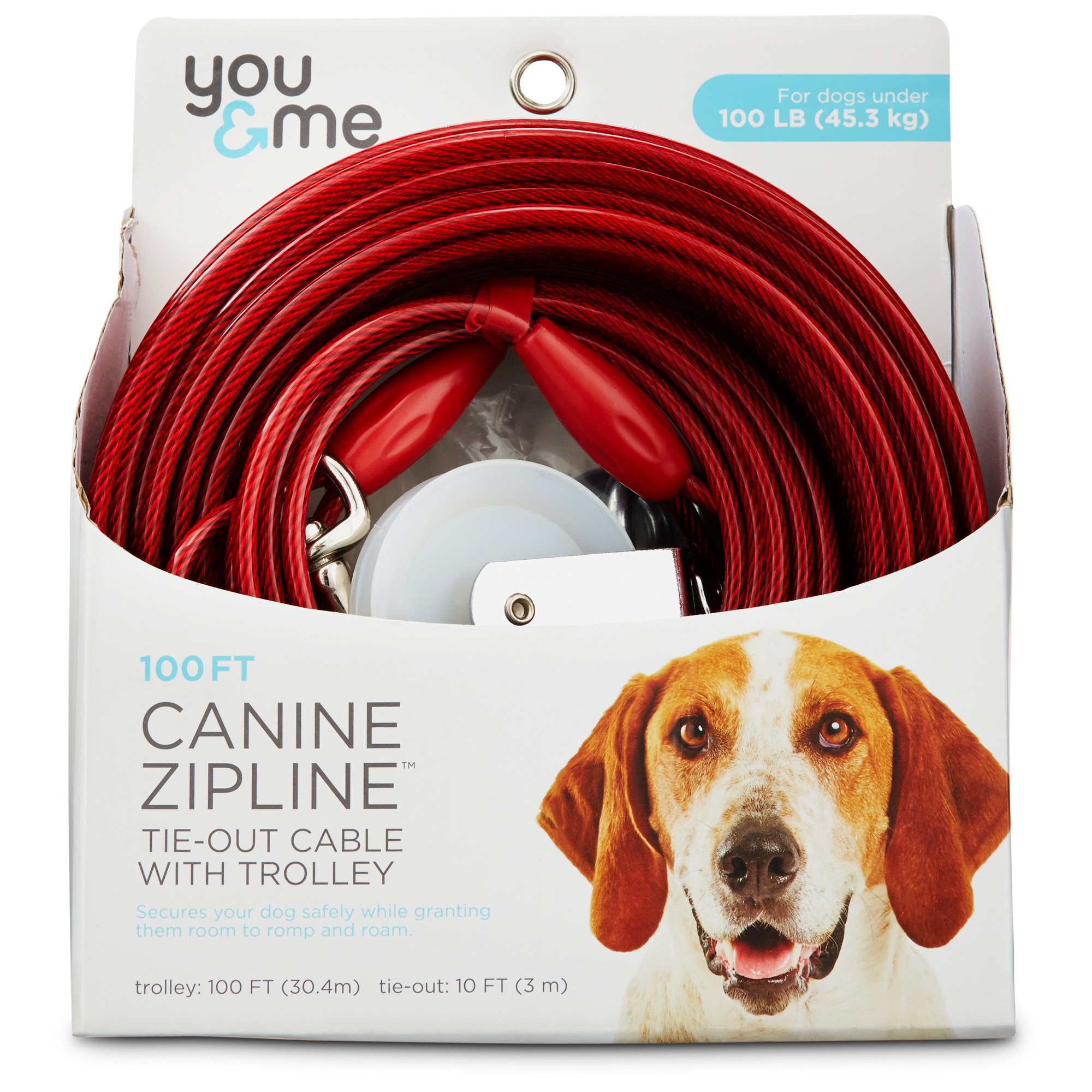 You & Me Red Large Canine Zipline Dog TieOut Cable with Trolley Petco