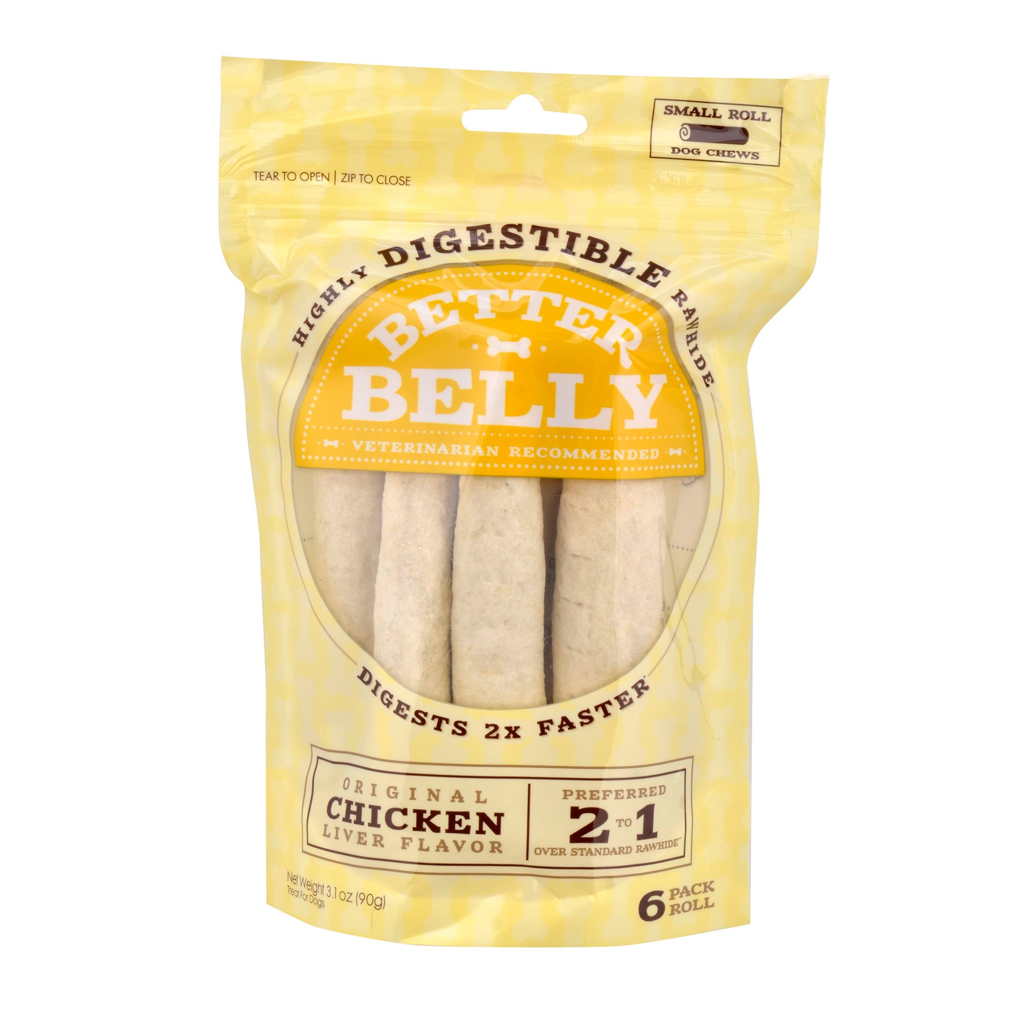 Better Belly Chicken Liver Rawhide Rolls Small Dog Chews Petco