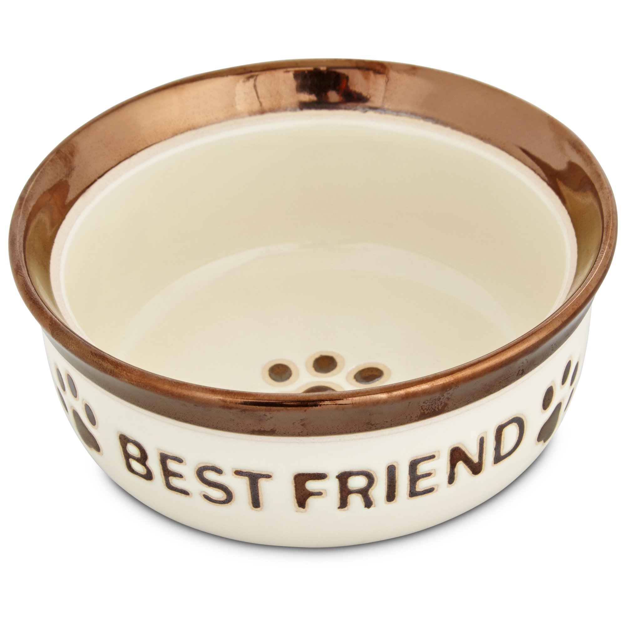 UPC 800443118474 Harmony Best Friend Ceramic Dog Bowl 1.5 c. White Brown upcitemdb