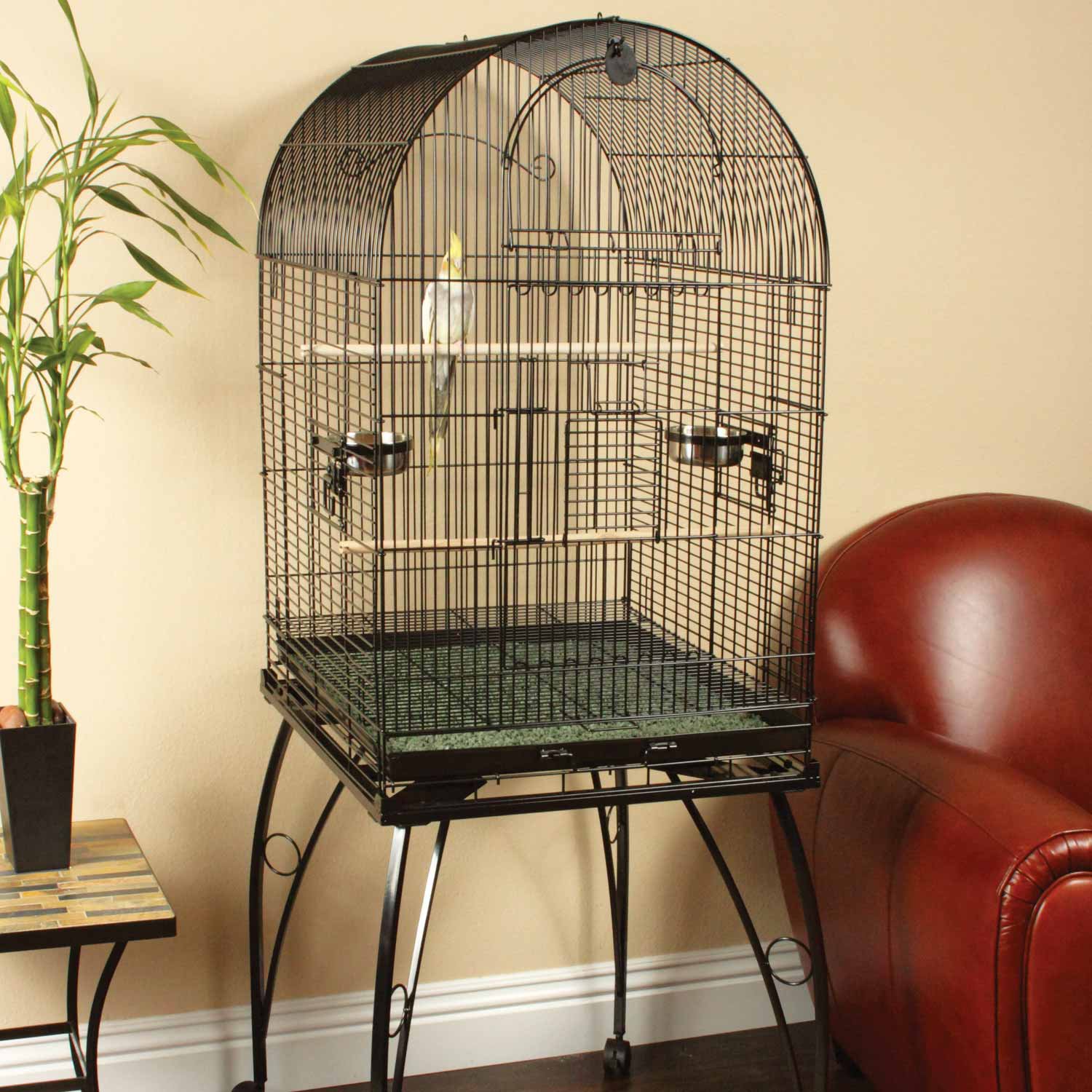 large standing bird cage