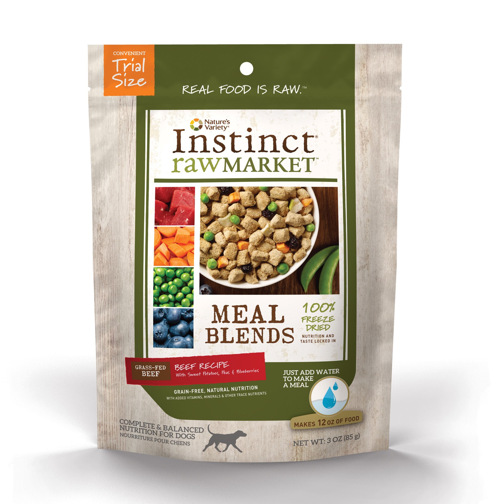 UPC 769949601784 product image for Instinct Raw Market Meal Blends Beef Recipe Freeze Dried Food for Dogs, 3 oz. | upcitemdb.com