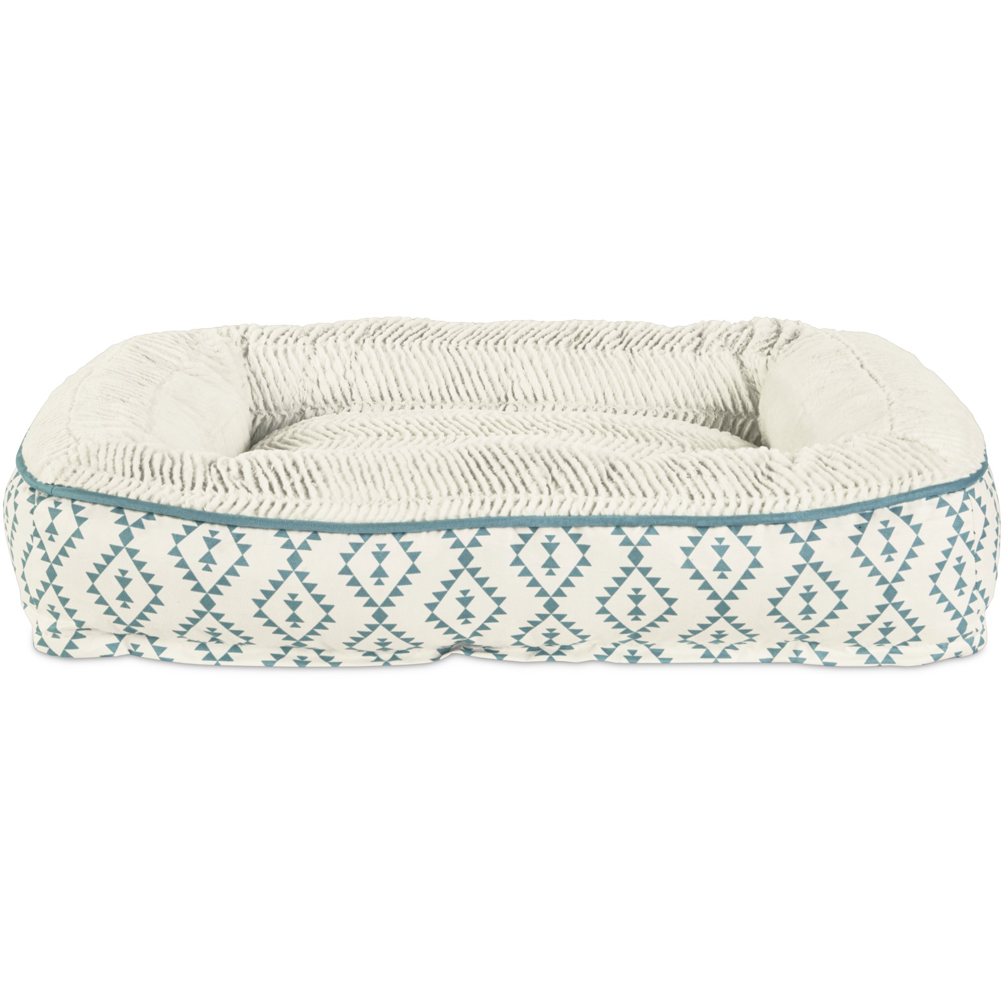Harmony Aqua Aztec Print Lounger Memory Foam Dog Bed Petco