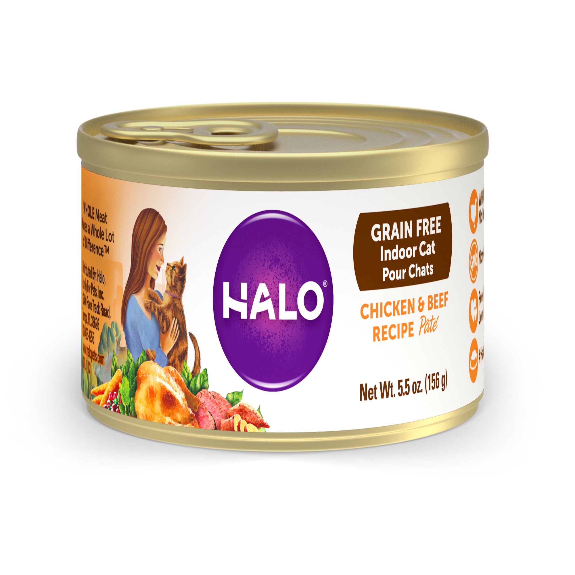 Halo Grain Free Indoor Chicken & Beef Recipe Wet Cat Food Petco