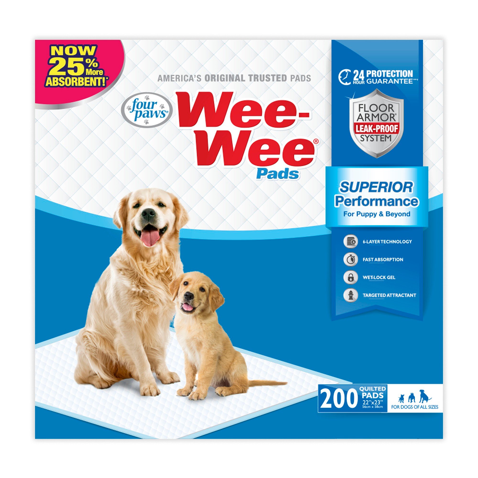 Four Paws 200 Ct Wee-Wee Dog Training Pads Box