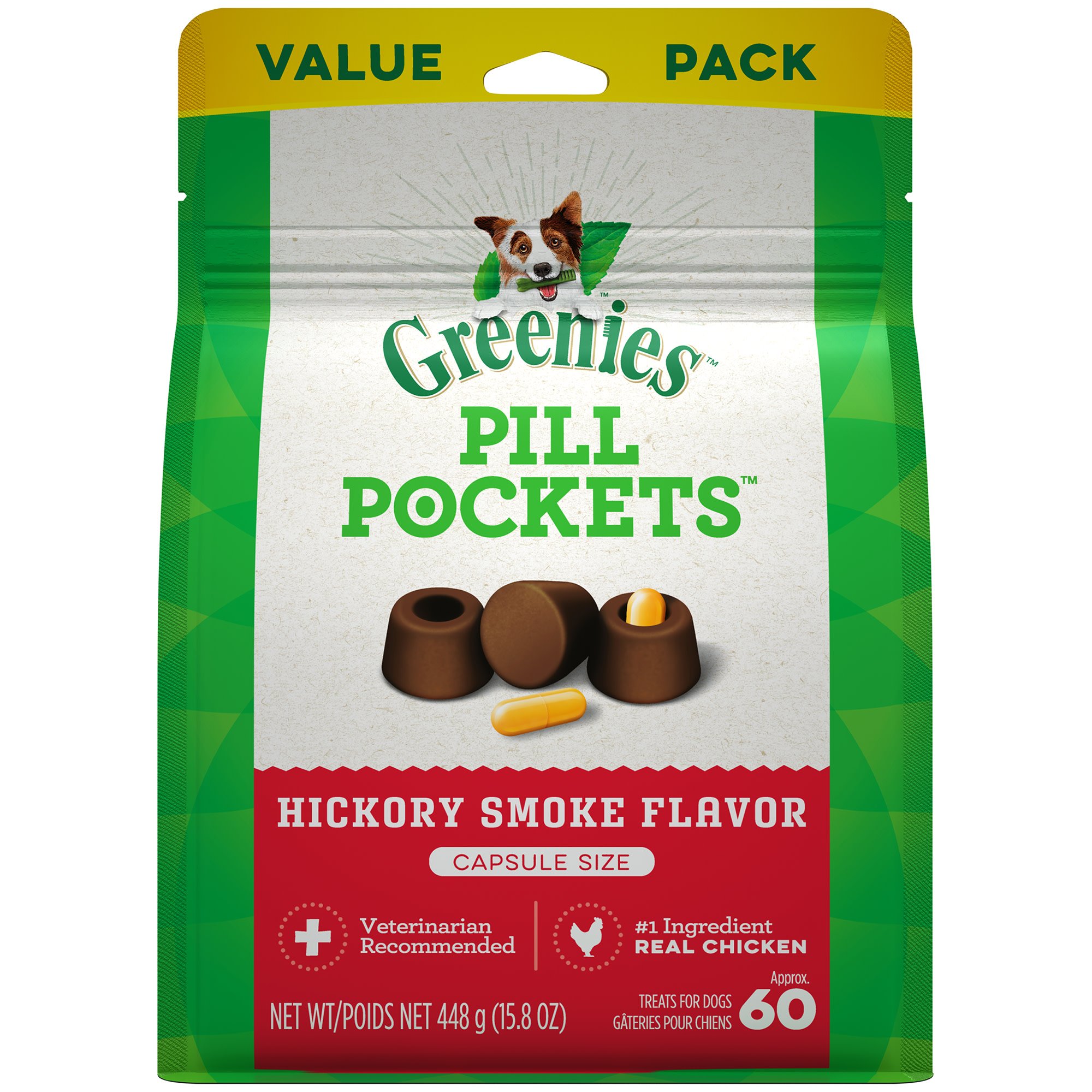 Greenies Pill Pockets Hickory Smoke Flavor Treats For Dogs, Capsule