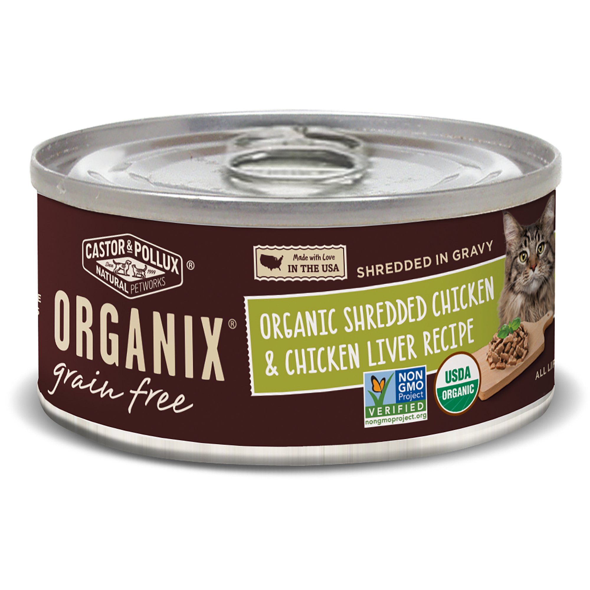 Organix Grain Free Organic Shredded Chicken & Chicken Liver Recipe Cat